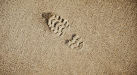 selective focus photography of foot print
