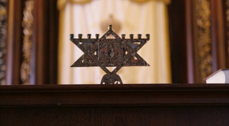 A decorative, star-shaped jewish menorah.